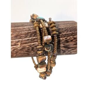 Silpada Designs Retired Bronze Abalone Shell Glass Brass Seed Bead Bracelet